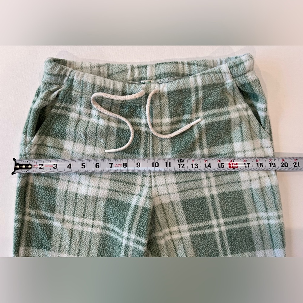 Aerie Snowed In Plaid Green Fleece Joggers PJ’s Pants Viscose Medium - Picture 6 of 12